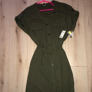 Army green button up sundress